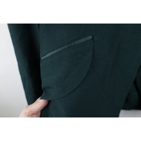 Vintage 50s Rockabilly Mens 39R Satin Trim Smoking Prom Tuxedo Jacket Green USA - Picture 5 of 16